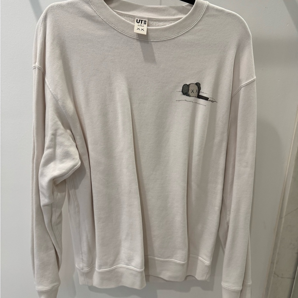 Uniqlo Men's Kaws Crewneck Sweater - Light Gray